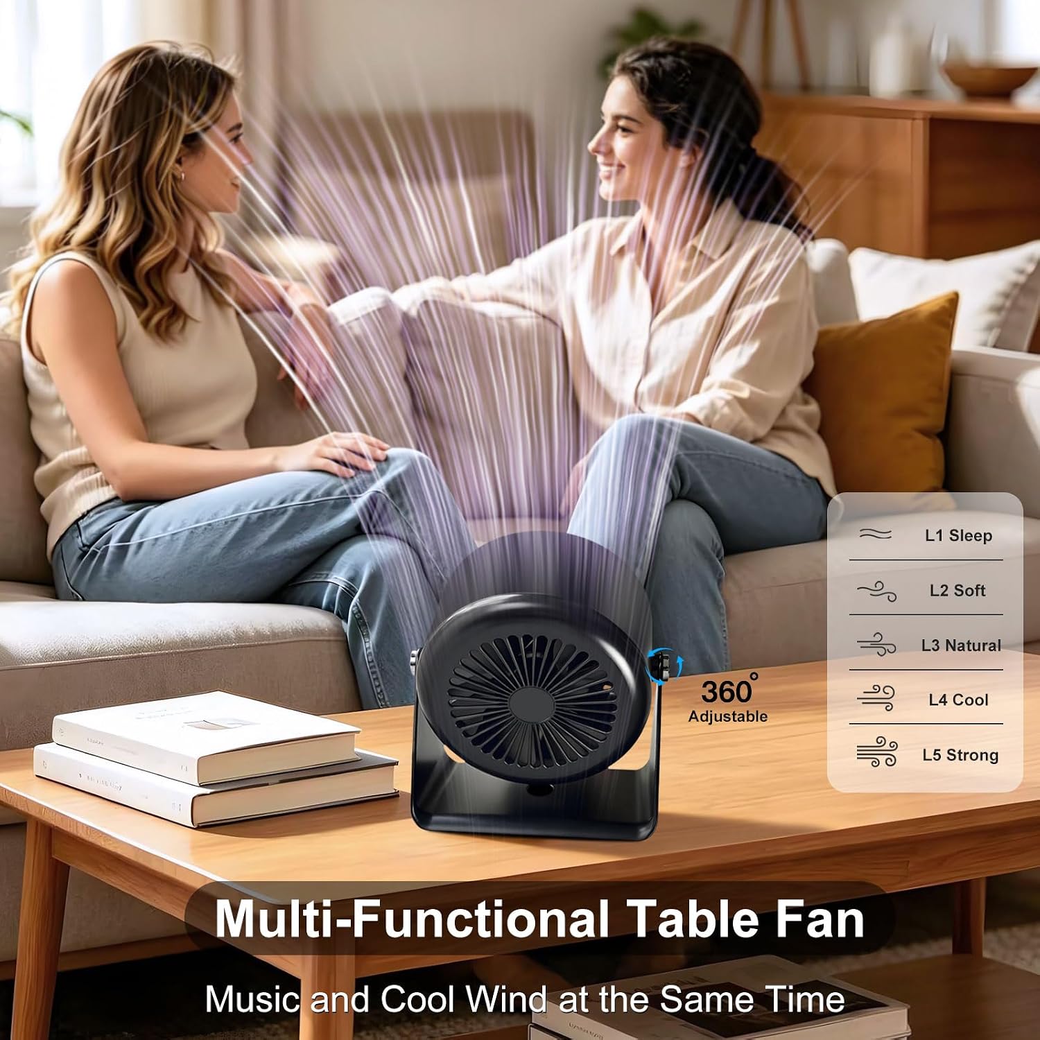 Gifts for Men Women, Wireless Bluetooth Speaker with Phone Stand, Desk Fans & RGB Lights, HD Sound Anti-Slip Base, Rechargeable (5000mAh), 360° Adjustable Phone Holder Cool Gadgets Birthday Gift - Image 3