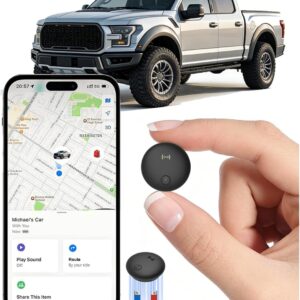 GPS Tracker for Vehicles, Real-Time Hidden Tracking Devices for Cars w/Strong Magnetic, No Monthly Fee/No SIM Card, Works with iOS Find My, Mini GPS Tracker for Cars/Motorcycle/Bikes, Black