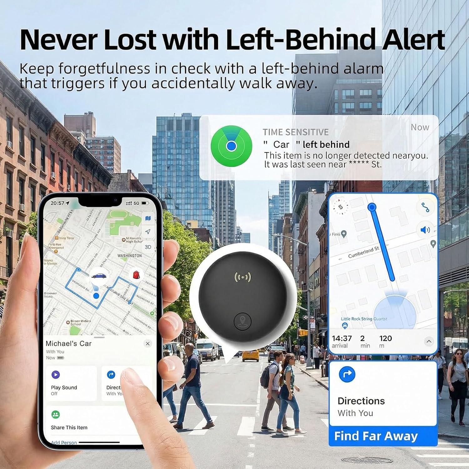 GPS Tracker for Vehicles, Real-Time Hidden Tracking Devices for Cars w/Strong Magnetic, No Monthly Fee/No SIM Card, Works with iOS Find My, Mini GPS Tracker for Cars/Motorcycle/Bikes, Black - Image 2