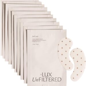 + Lux Unfiltered Iced Latte Cooling Under Eye Patches - Anti-Slip Caffeine Infused Korean Eye Mask - Reduces Puffiness, Brightens & Hydrates - Niacinamide & Hyaluronic Acid - Vegan - 10 Pairs