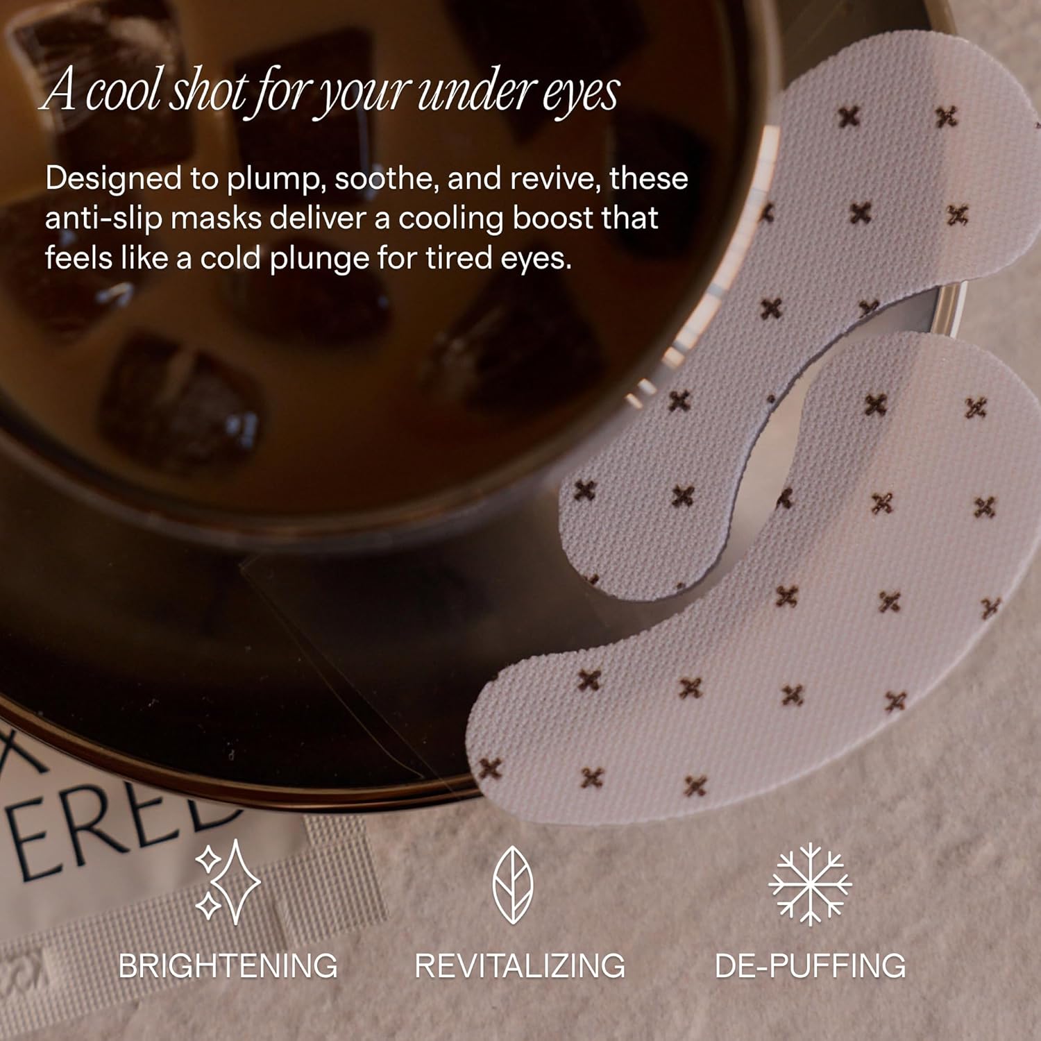 + Lux Unfiltered Iced Latte Cooling Under Eye Patches - Anti-Slip Caffeine Infused Korean Eye Mask - Reduces Puffiness, Brightens & Hydrates - Niacinamide & Hyaluronic Acid - Vegan - 10 Pairs - Image 2