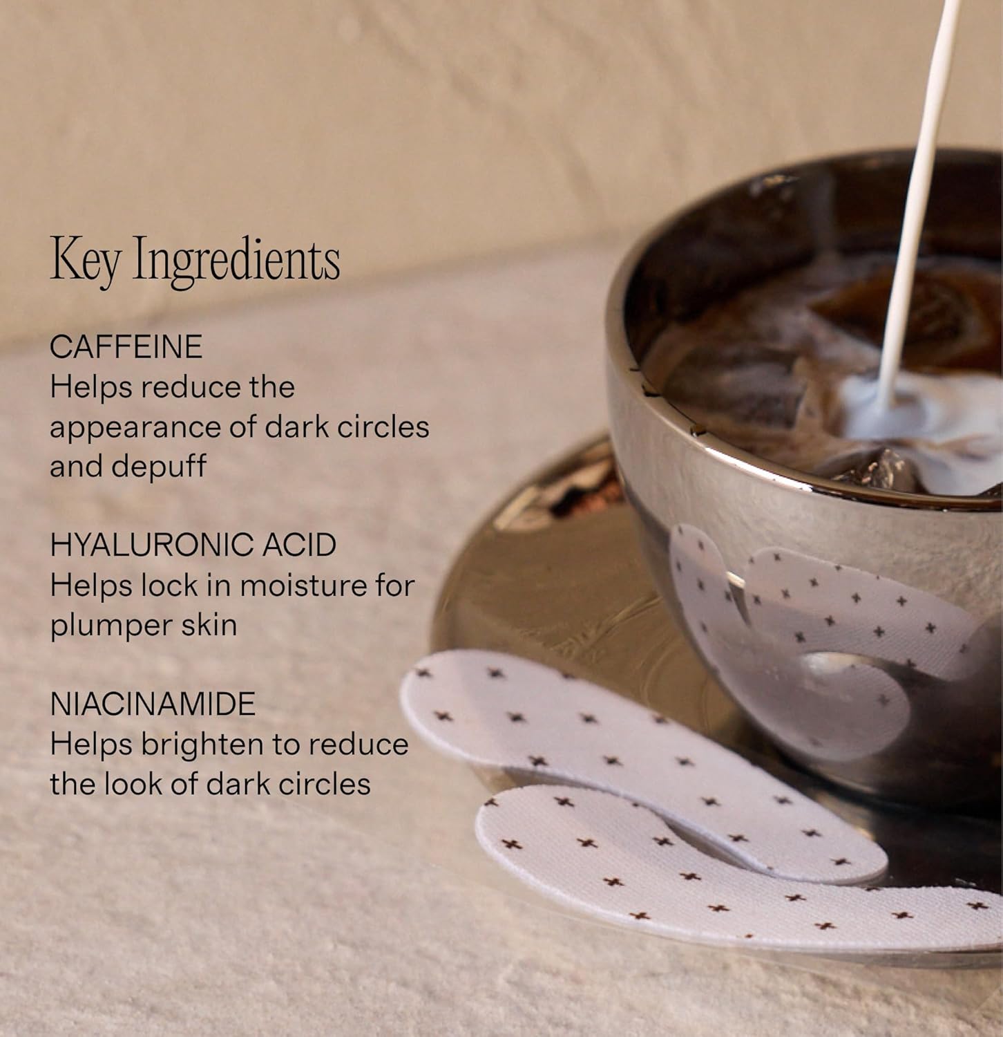 + Lux Unfiltered Iced Latte Cooling Under Eye Patches - Anti-Slip Caffeine Infused Korean Eye Mask - Reduces Puffiness, Brightens & Hydrates - Niacinamide & Hyaluronic Acid - Vegan - 10 Pairs - Image 4