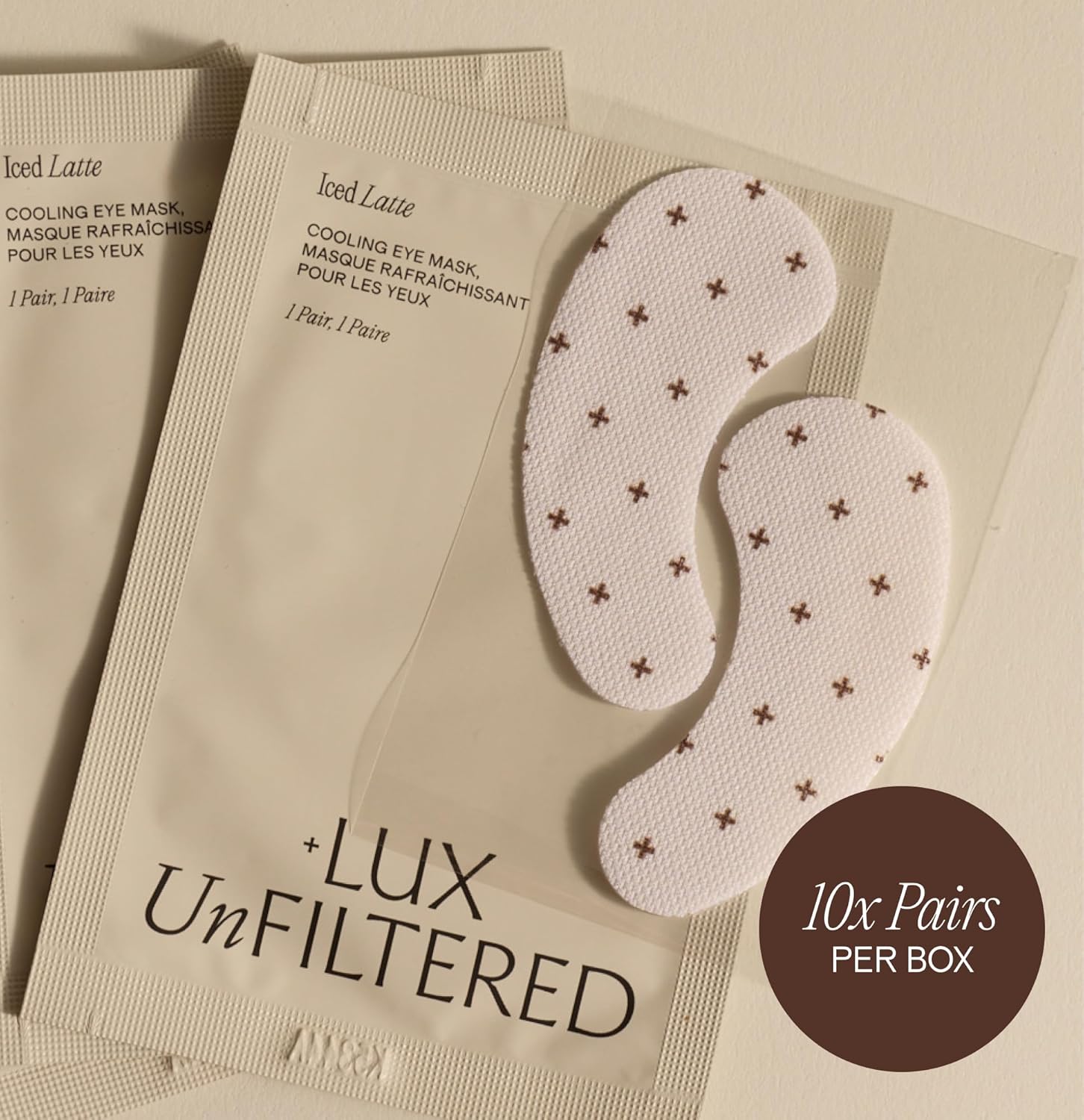 + Lux Unfiltered Iced Latte Cooling Under Eye Patches - Anti-Slip Caffeine Infused Korean Eye Mask - Reduces Puffiness, Brightens & Hydrates - Niacinamide & Hyaluronic Acid - Vegan - 10 Pairs - Image 5