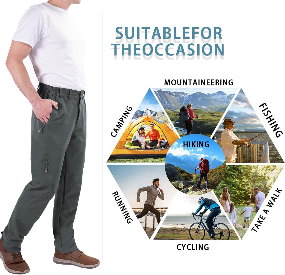 Postropaky Mens Hiking Quick Dry Lightweight Waterproof Fishing Pants Outdoor Travel Climbing Stretch Pants - Image 6