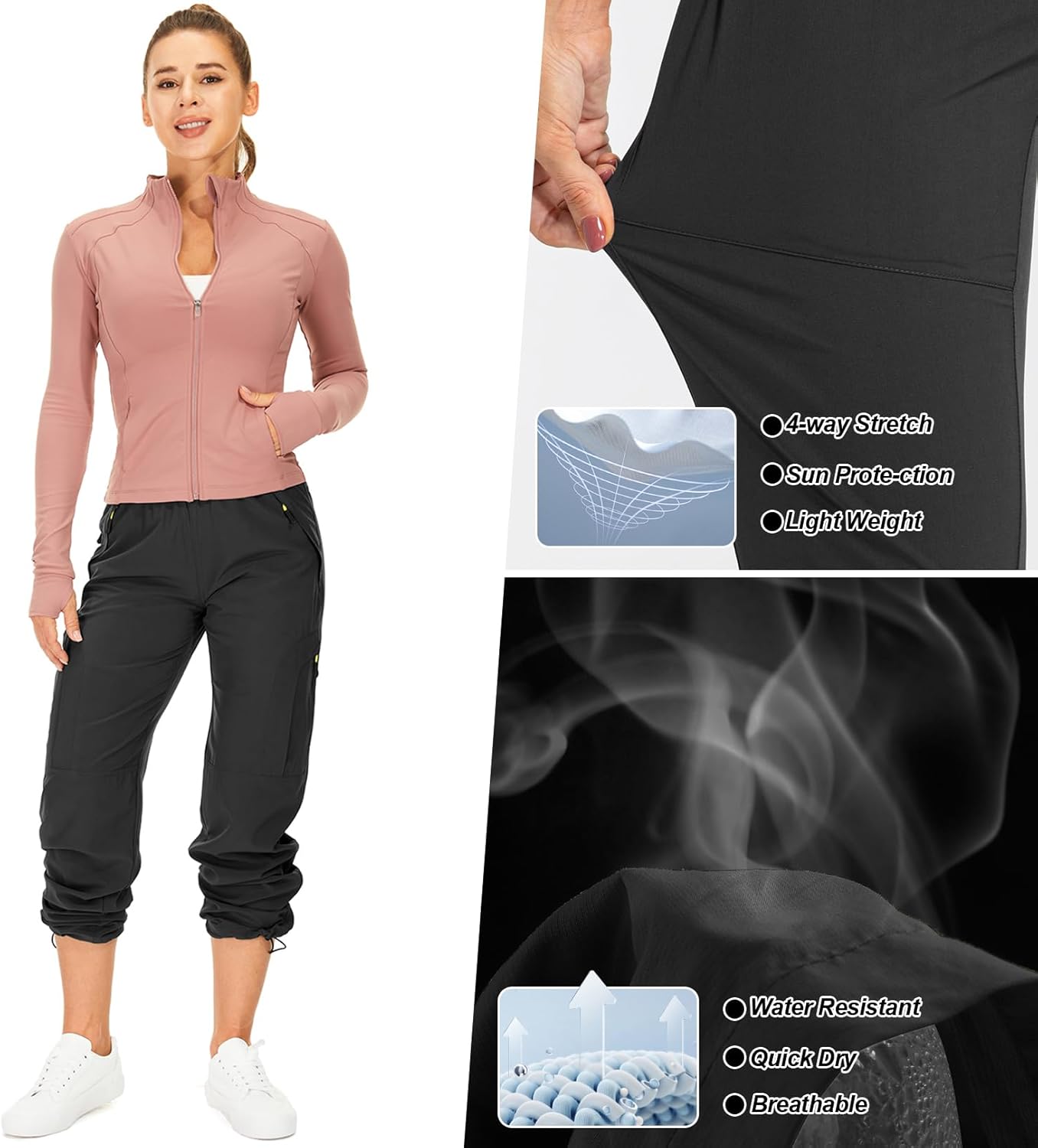 Toomett Women‘s Hiking Cargo Pants UPF 50 Quick Dry with Zipper Pockets | Lightweight, Travel, Golf, Safari,sun protection,water resistant - Image 6