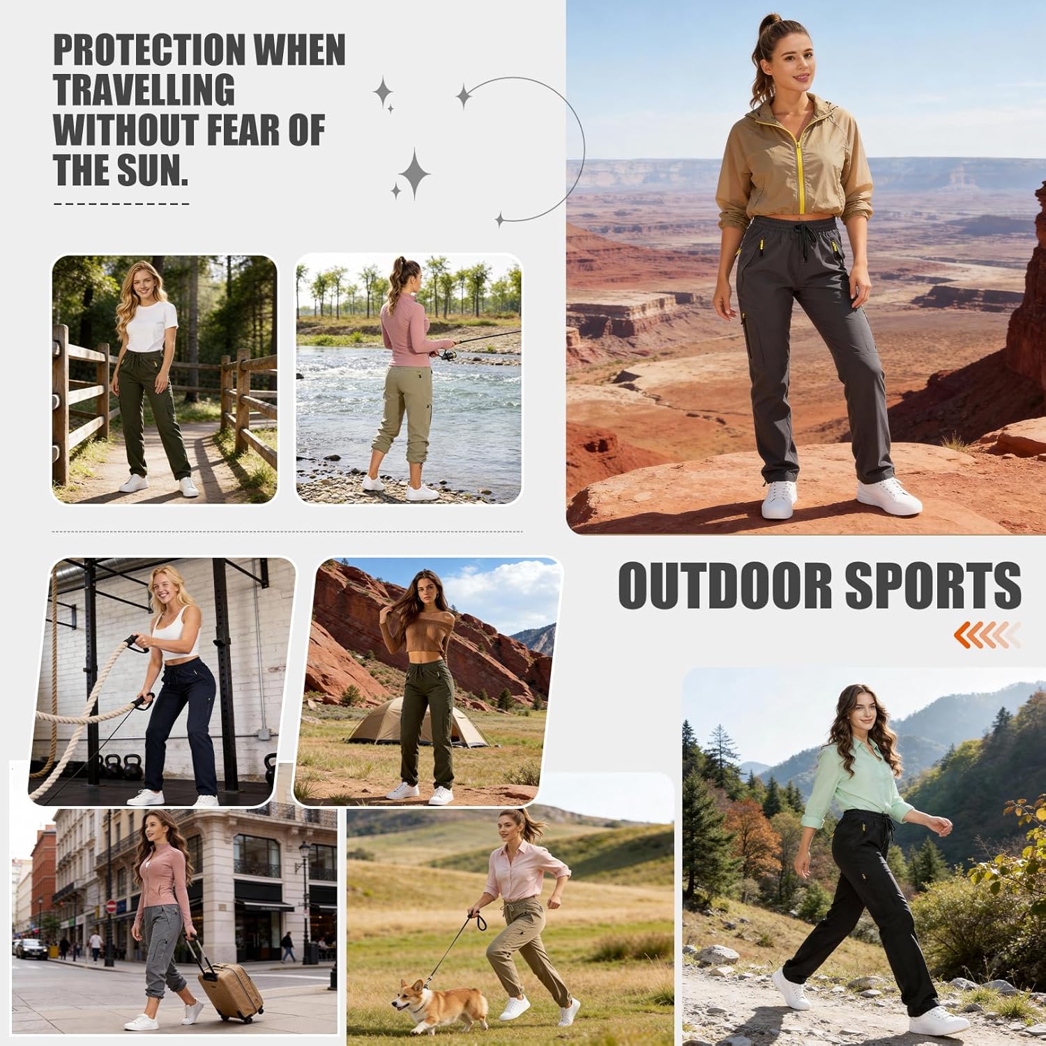 Toomett Women‘s Hiking Cargo Pants UPF 50 Quick Dry with Zipper Pockets | Lightweight, Travel, Golf, Safari,sun protection,water resistant - Image 7